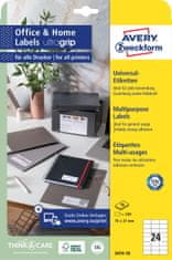 Avery Zweckform univerzalne etikete 3474-10, 70 x 37 mm, Ultragrip, 240 etiket/zavitek, A4, za tiskanje
