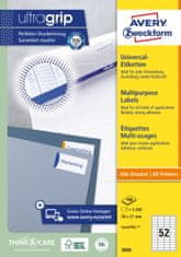 Avery Zweckform univerzalne etikete 3650, 48 x 21 mm, Ultragrip, 5200 etiket/zavitek, A4, za tiskanje