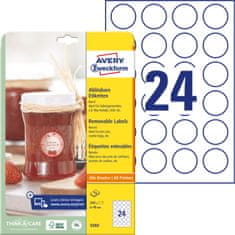 Avery Zweckform okrogle etikete 5080, fi 40 mm, odstranljive, 240 etiket/zavitek, A4, za tiskanje