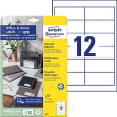 Avery Zweckform univerzalne etikete 6123, 97 x 42.3 mm, Ultragrip, 120 etiket/zavitek, A4, za tiskanje