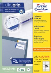 Avery Zweckform univerzalne etikete 3666-200, 38 x 21.2 mm, Ultragrip, 13000 + 1300 brezplačnih etiket/zavitek, A4, za tiskanje