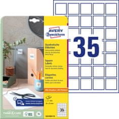 Avery Zweckform kvadratne etikete 6251REV-10, 35 x 35 mm, odstranljive, 350 etiket/zavitek, A4, za tiskanje