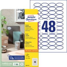 Avery Zweckform ovalne etikete 6241-10, 40 x 20 mm, 480 etiket/zavitek, A4, za tiskanje