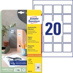 Avery Zweckform kvadratne etikete 6252-10, 45 x 45 mm, 200 etiket/zavitek, A4, za tiskanje