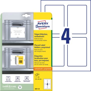 Avery Zweckform podlaga za etikete 8001-20, 120 x 80 mm, 80 podlag/zavitek, A4