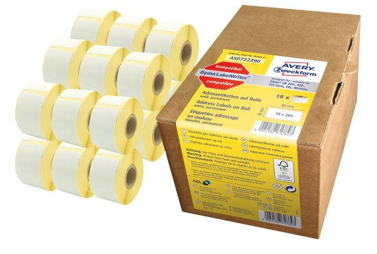 Avery Zweckform etikete na kolutu AS0722390, 36 x 89 mm, 18 kolutov po 260 etiket, za Dymo tiskalnike