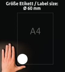 Avery Zweckform okrogle etikete L3416-10, premer 60 mm, 120 etiket/zavitek, A4, za tiskanje