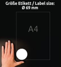 Avery Zweckform okrogle etikete 6228-10, premer 69 mm, 80 etiket/zavitek, A4, za tiskanje
