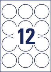 Avery Zweckform okrogle etikete L7104REV-25, premer 60 mm, odstranljive, 300 etiket/zavitek, A4, za tiskanje