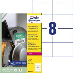 Avery Zweckform izjemno odporne etikete B3427-50, 105 x 74 mm, bele polietilenske etikete, A4, za tiskanje