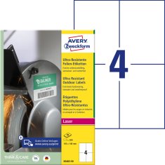 Avery Zweckform izjemno odporne etikete B3483-50, 105 x 148 mm, bele polietilenske etikete, A4, za tiskanje