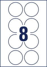 Avery Zweckform okrogle etikete 6227-10, premer 65 mm, 80 etiket/zavitek, A4, za tiskanje