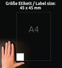 Avery Zweckform kvadratne etikete L7121-25, 45 x 45 mm, 500 etiket/zavitek, A4, za tiskanje