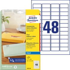 Avery Zweckform transparentne mat etikete J4720-25, 45.7 x 21.2 mm, A4, prozorne