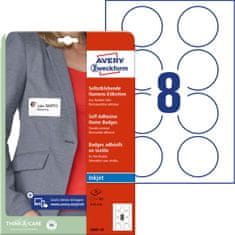 Avery Zweckform samolepilne priponke za imena J4881-20, okrogle premer 65 mm, 160 priponk/zavitek, A4, identifikacijske kartice, za tiskanje z inkjetom