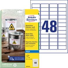 Avery Zweckform zelo odporne etikete J4778-10, 45.7 x 21.2 mm, bele poliestrske etikete, za inkjet tiskalnike, A4