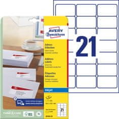 Avery Zweckform etikete J8160-25, 63.5 x 38.1 mm, za inkjet tiskalnike, 525 etiket/zavitek, A4