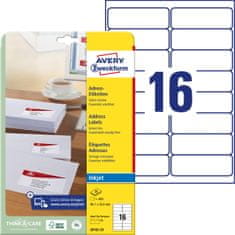 Avery Zweckform etikete J8162-25, 99.1 x 33.9 mm, za inkjet tiskalnike, 400 etiket/zavitek, A4