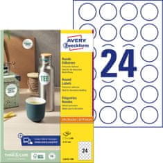Avery Zweckform okrogle etikete L3415-100, premer 40 mm, 2400 etiket/zavitek, A4, za tiskanje