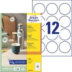 Avery Zweckform okrogle etikete L3416-100, premer 60 mm, 1200 etiket/zavitek, A4, za tiskanje