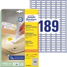 Avery Zweckform odstranljive etikete L4731REV-25, 25.4 x 10 mm, bele, 4725 + 945 brezplačnih etiket/zavitek, A4, za tiskanje