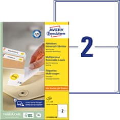 Avery Zweckform odstranljive etikete L4734REV-100, 199.6 x 143.5 mm, bele, 200 etiket/zavitek, A4, za tiskanje