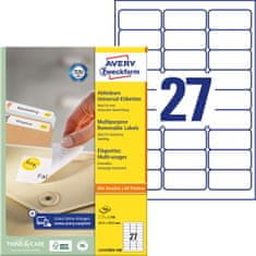 Avery Zweckform odstranljive etikete L4737REV-100, 63.5 x 29.6 mm, bele, 2700 etiket/zavitek