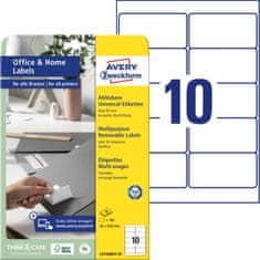 Avery Zweckform odstranljive etikete L4744REV-10, 96 x 50.8 mm, bele, 100 etiket/zavitek, A4, za tiskanje