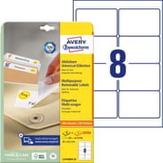 Avery Zweckform odstranljive etikete L4745REV-25, 96 x 63.5 mm, bele, 200 + 40 brezplačnih etiket/zavitek, A4, za tiskanje