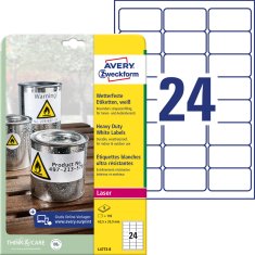 Avery Zweckform zelo odporne etikete L4773-8, 63.5 x 33.9 mm, bele poliestrske etikete, A4, za tiskanje 