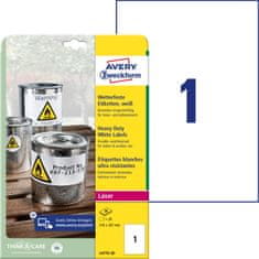 Avery Zweckform zelo odporne etikete L4775-20, 210 x 297 mm, bele poliestrske etikete, A4, za tiskanje 