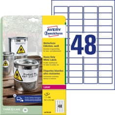 Avery Zweckform zelo odporne etikete L4778-20, 45.7 x 21.2 mm, bele poliestrske etikete, A4, za tiskanje 