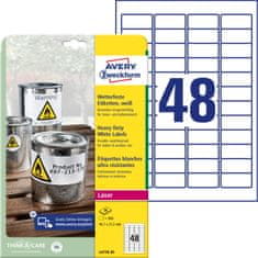 Avery Zweckform zelo odporne etikete L4778-20, 45.7 x 21.2 mm, bele poliestrske etikete, A4, za tiskanje 
