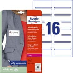 Avery Zweckform samolepilne priponke za imena L4783-20, 88.9 x 31 mm, 320 priponk/zavitek, A4, identifikacijske kartice, za tiskanje z laserjem