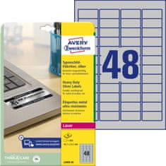 Avery Zweckform zelo odporne etikete L6009-20, 45.7 x 21.2 mm, srebrne etikete iz metaliziranega poliestra, A4, za tiskanje