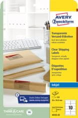 Avery Zweckform transparentne mat etikete J4722-25, 96 x 50.8 mm, za inkjet tiskalnike, A4, prozorne