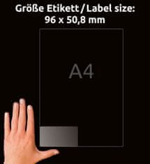 Avery Zweckform transparentne mat etikete J4722-25, 96 x 50.8 mm, za inkjet tiskalnike