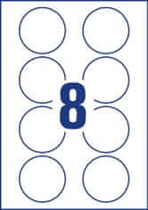 Avery Zweckform samolepilne priponke za imena J4881-20, okrogle premer 65 mm, 160 priponk/zavitek, A4, identifikacijske kartice, za tiskanje z inkjetom