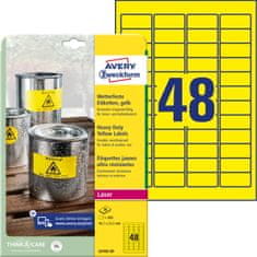 Avery Zweckform zelo odporne etikete L6103-20, 45.7 x 21.2 mm, rumene poliestrske etikete, A4, za tiskanje