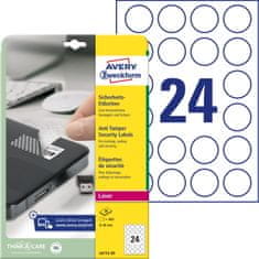 Avery Zweckform zaščitne Anti Tamper etikete L6112-20, okrogle fi 40 mm, 480 etiket/zavitek, A4, za tiskanje