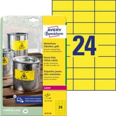 Avery Zweckform zelo odporne etikete L6131-20, 70 x 37 mm, rumene poliestrske etikete, A4, za tiskanje