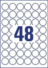 Avery Zweckform zelo odporne etikete L4716REV-20, okrogle fi 30 mm, bele poliestrske etikete, odstranljivo lepilo, A4