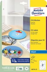 Avery Zweckform etikete za CD J8676-25, premer 117 mm, SuperSize, A4 papirne nalepke za tiskalnik