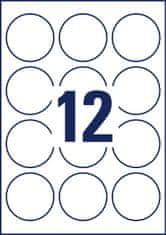 Avery Zweckform okrogle etikete L3416-100, premer 60 mm, 1200 etiket/zavitek, A4, za tiskanje