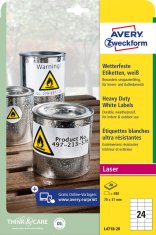 Avery Zweckform zelo odporne etikete L4718-20, 70 x 37 mm, bele poliestrske etikete, A4
