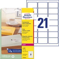 Avery Zweckform transparentne mat etikete L7560-25, 63.5 x 38.1 mm, A4, prozorne