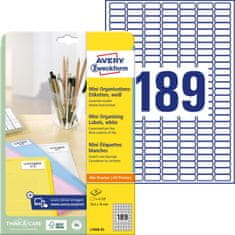 Avery Zweckform mini etikete L7658-25, 25.4 x 10 mm, 4725 etiket/zavitek, A4, za tiskalnik
