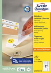 Avery Zweckform odstranljive etikete L4737REV-100, 63.5 x 29.6 mm, bele, 2700 etiket/zavitek, A4, za tiskanje