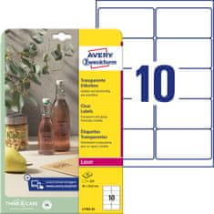 Avery Zweckform transparentne etikete s svetlečim premazom L7783-25, 96 x 50.8 mm, A4, za tiskalnik