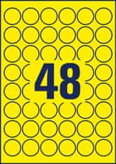 Avery Zweckform zelo odporne etikete L6128-20, okrogle fi 30 mm, rumene poliestrske etikete, A4, za tiskanje